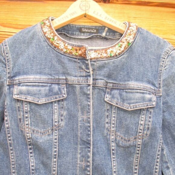Blue Denim Beaded Jean Jacket - Picture 3 of 7